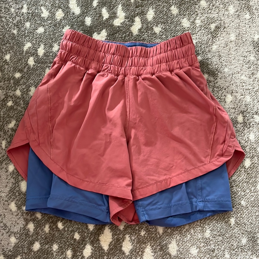 Track That 2-in-1 high rise short 6 inches in length size 4
